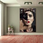 Quadro Decorativo Princess Fashion Face Com Moldura Marrom 20
