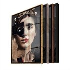Quadro Decorativo Princess Fashion Face Com Moldura Marrom E