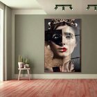 Quadro Decorativo Princess Fashion Face Com Moldura Marrom E