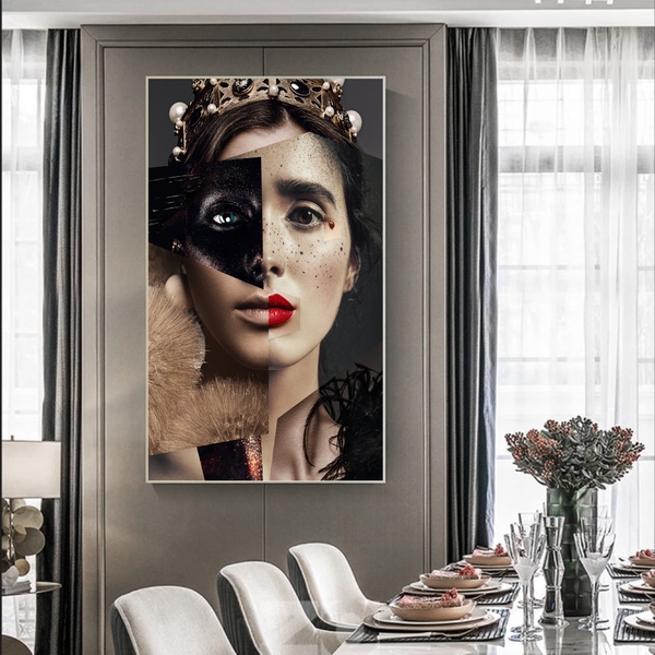 Quadro Decorativo Princess Fashion Face Com Moldura Prata 200