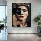 Quadro Decorativo Princess Fashion Face Com Moldura Preto 90x