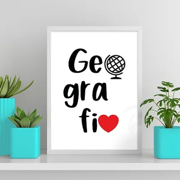 Quadro Decorativo Profissão Geografia 33x24cm Moldura:madeira