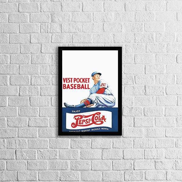 Quadro Decorativo Propaganda Antiga Pepsi Baseball 45x34cm A3