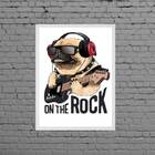 Quadro Decorativo Pug On The Rock 24x18cm - Com Vidro Moldura