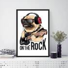 Quadro Decorativo Pug On The Rock 33x24cm - Com Vidro Moldura