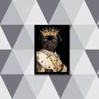 Quadro Decorativo Pug Rei 45x34cm A3 (45 X 34)  Preto