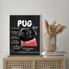 Quadro Decorativo Pug Rules 24x18cm - Com Vidro Moldura Preta