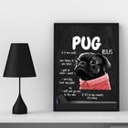 Quadro Decorativo Pug Rules 33x24cm Moldura Branca