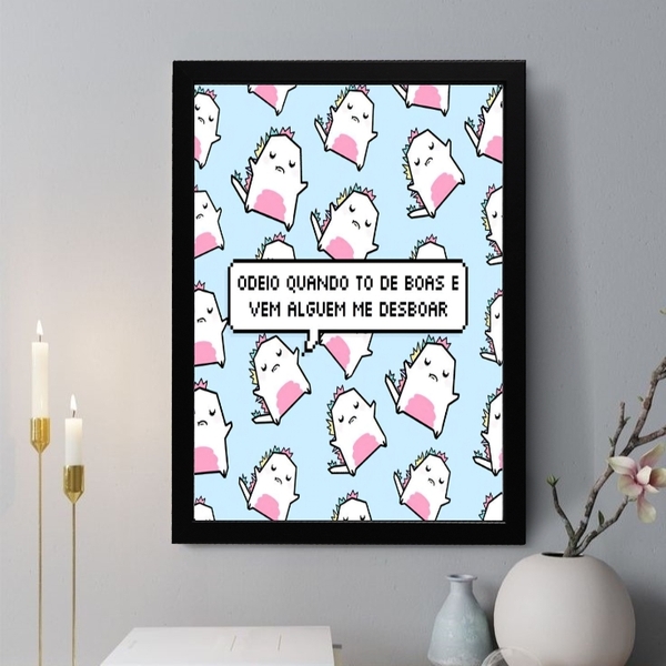 Quadro Decorativo Quando Tô De Boas 24x18cm Moldura Preta