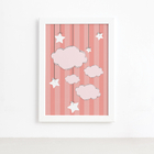 Quadro Decorativo Quarto Bebê Nuvens Ursinha Princesa 22x32 M