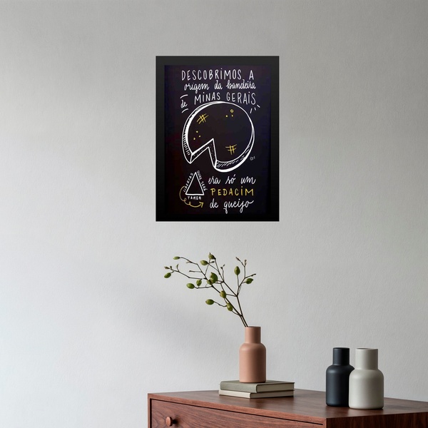Quadro Decorativo Queijo Mineiro - Minas Gerais 45x34cm Moldu