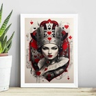Quadro Decorativo Rainha De Copas 33x24cm - Com Vidro Moldura