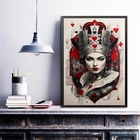 Quadro Decorativo Rainha De Copas 45x34cm - Com Vidro Moldura