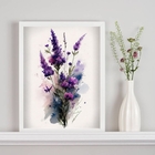 Quadro Decorativo Ramo De Lavanda Aquarela 33x24cm Moldura:ma