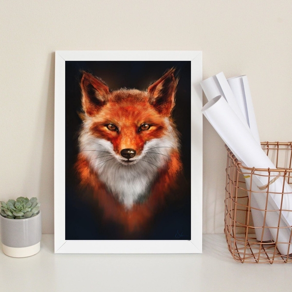 Quadro Decorativo Raposa- Arquétipo 33x24cm - Com Vidro Moldu