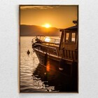 Quadro Decorativo Realista Barco Por Do Sol Com Moldura E Sem