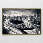 Quadro Decorativo Realista Noite P&b Horizontal Com Moldura E