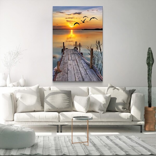 Quadro Decorativo Realista Ponte Por Do Sol Sem Moldura E Sem