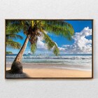 Quadro Decorativo Realista Praia Coqueiro Com Moldura E Sem V