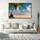 Quadro Decorativo Realista Praia Coqueiro Com Moldura E Sem V