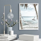 Quadro Decorativo Rede Na Praia 33x24cm - Com Vidro Moldura P
