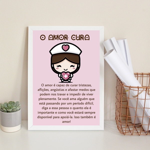 Quadro Decorativo Reflexão O Amor Cura 33x24cm - Com Vidro Mo