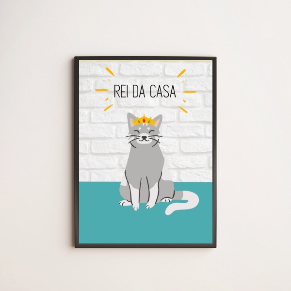 Quadro Decorativo Rei Da Casa 33x24cm - Com Vidro Moldura:mad