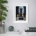 Quadro Decorativo Rei Xadrez 60x48cm Moldura Branca
