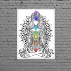 Quadro Decorativo Reiki Chakras 24x18cm Moldura:madeira Branca