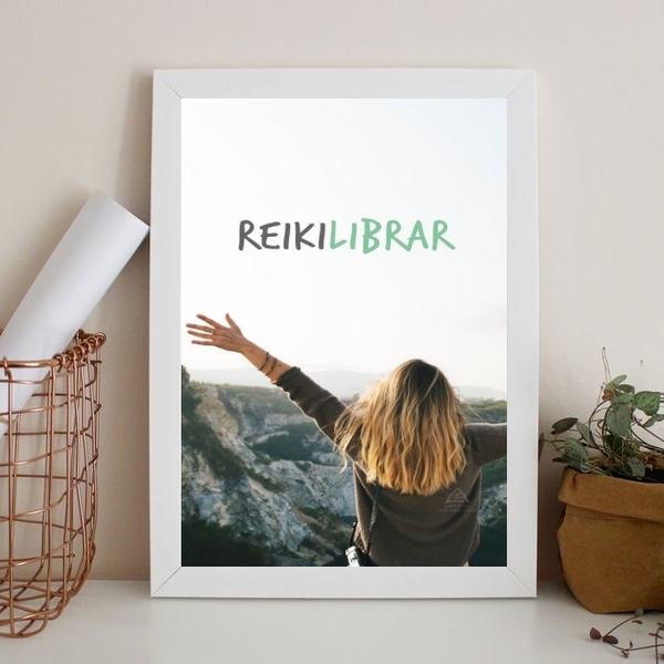 Quadro Decorativo Reiki - Reikilibrar 24x18cm Moldura:madeira