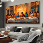 Quadro Decorativo Religioso Cena Da Santa Ceia - 100x70 Cm
