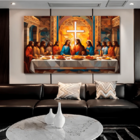 Quadro Decorativo Religioso Cena Da Santa Ceia - 150x100 Cm