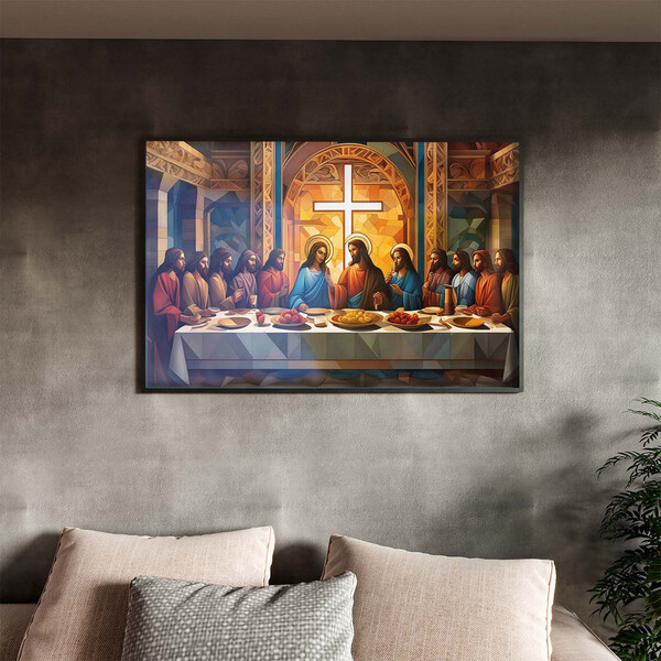 Quadro Decorativo Religioso Cena Da Santa Ceia Com Moldura E
