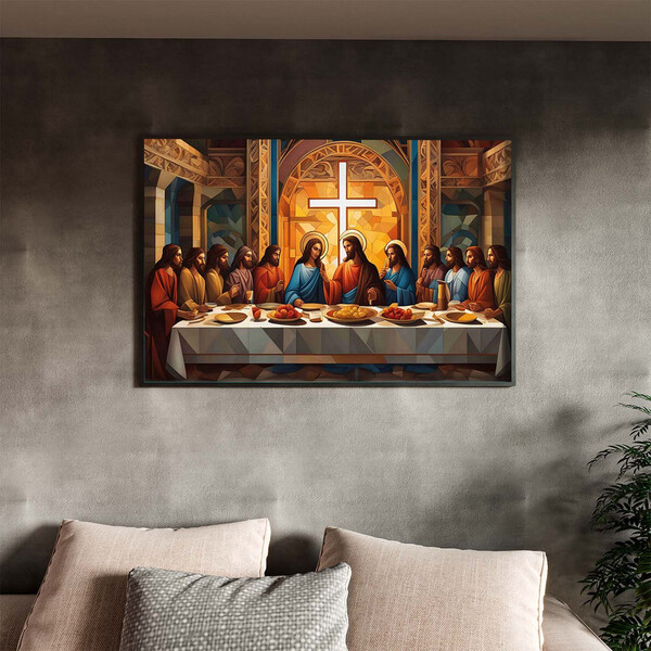 Quadro Decorativo Religioso Cena Da Santa Ceia Com Moldura Pr