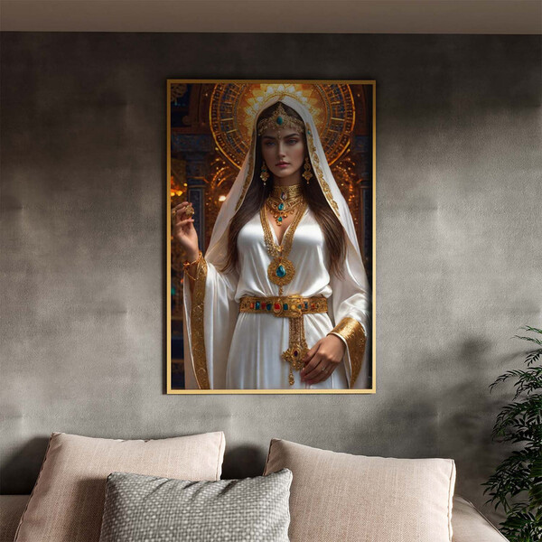 Quadro Decorativo Religioso Deusa Grega Com Moldura Dourada -