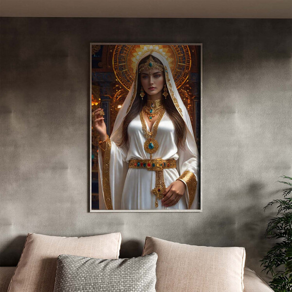 Quadro Decorativo Religioso Deusa Grega Com Moldura Prata - 1
