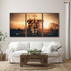 Quadro Decorativo Religioso Foi Por Você Cruz E Leão 3 Telas