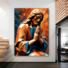 Quadro Decorativo Religioso Jesus Geométrico Orando - 200x120