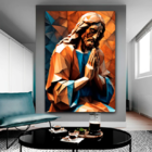 Quadro Decorativo Religioso Jesus Geométrico Orando - 200x120