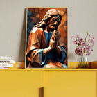 Quadro Decorativo Religioso Jesus Geométrico Orando Com Moldu
