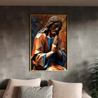 Quadro Decorativo Religioso Jesus Geométrico Orando Com Moldu