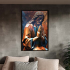Quadro Decorativo Religioso Jesus Geométrico Orando Com Moldu
