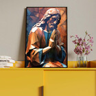 Quadro Decorativo Religioso Jesus Geométrico Orando Com Moldu