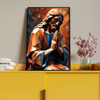 Quadro Decorativo Religioso Jesus Geométrico Orando Com Moldu