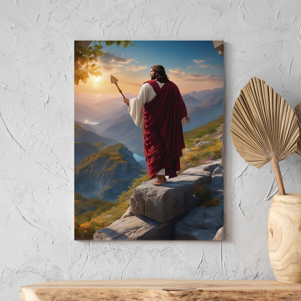 Quadro Decorativo Religioso Jesus Sobre Pedras - 200x100 Cm