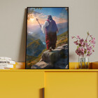 Quadro Decorativo Religioso Jesus Sobre Pedras Com Moldura E