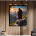 Quadro Decorativo Religioso Jesus Sobre Pedras Com Moldura Pr