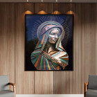 Quadro Decorativo Religioso Mãe Divina Em Bronze Com Moldura