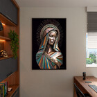 Quadro Decorativo Religioso Mãe Divina Em Bronze Com Moldura