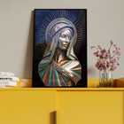 Quadro Decorativo Religioso Mãe Divina Em Bronze Com Moldura